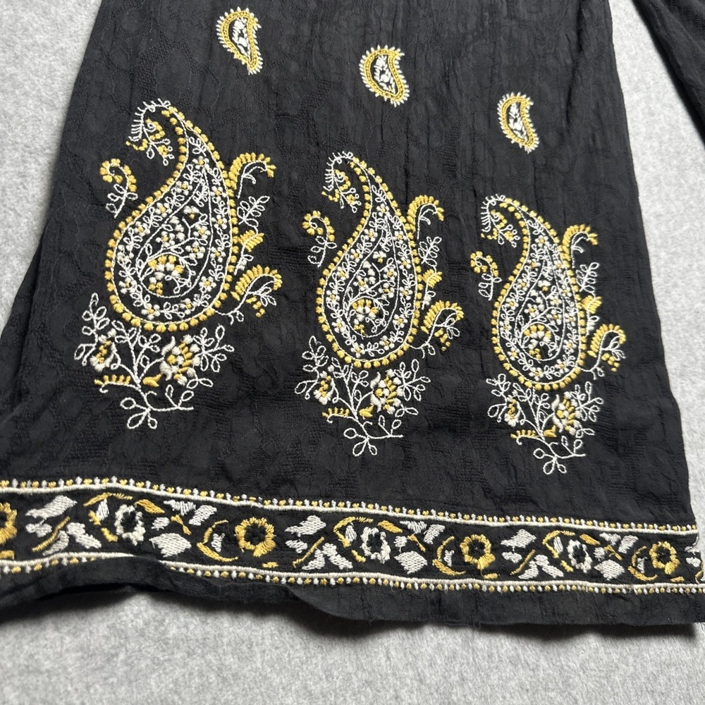 Anthropologie Maeve Smocked Wide Leg Embroidered Pants lined boho festival Small - Picture 8 of 11